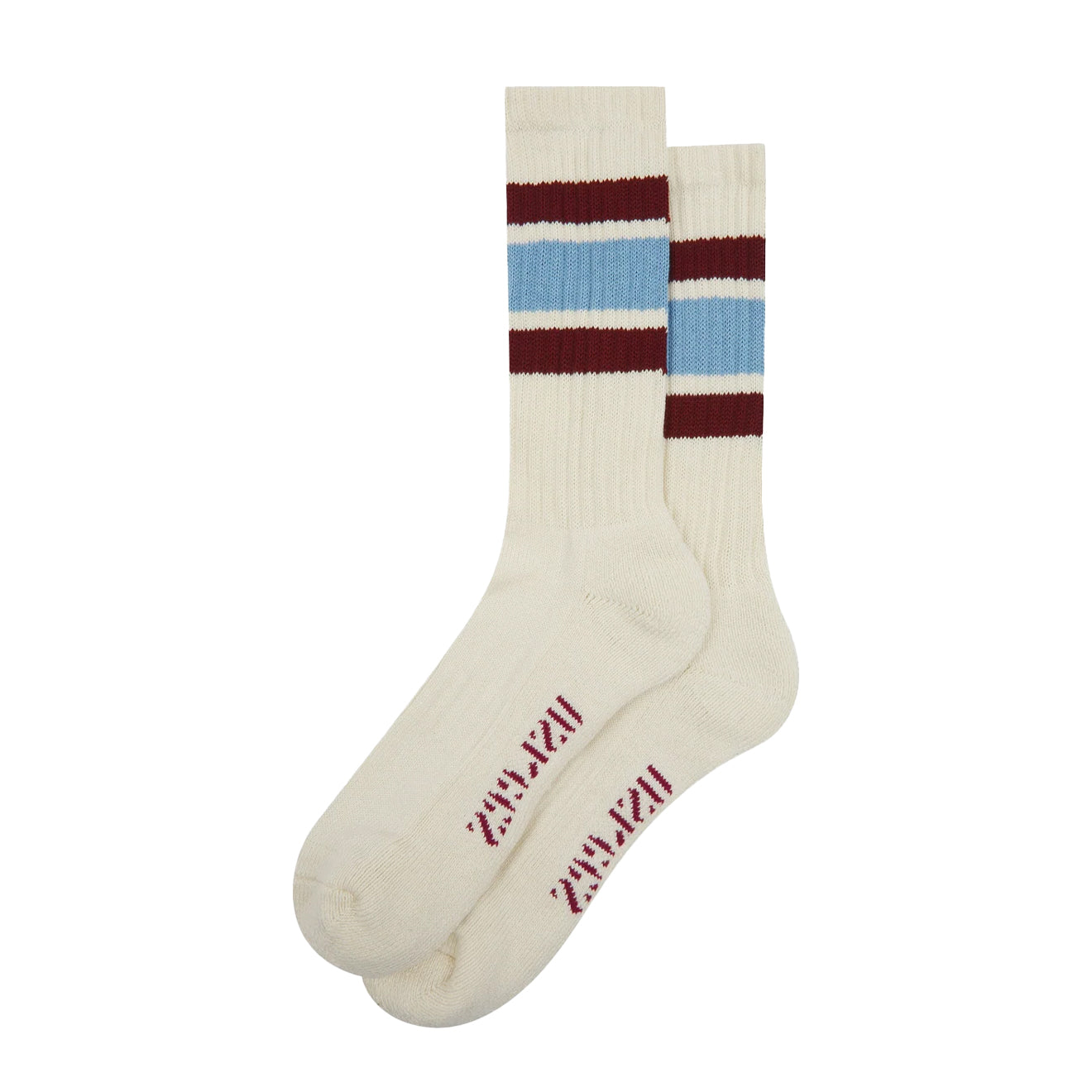 Uskees 4011 College Stripe Socks Powder Blue / Burgundy - The Sporting Lodge