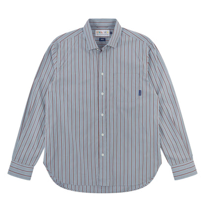 Uskees 6013 L/S Oxford Shirt Terrace Pinstripe Sky / Claret
