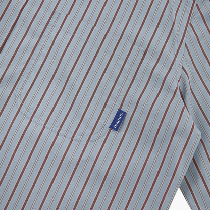 Uskees 6013 L/S Oxford Shirt Terrace Pinstripe Sky / Claret
