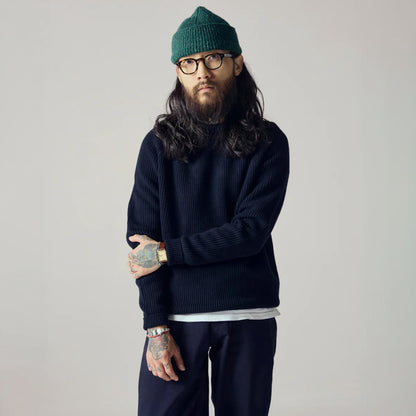 Uskees 7013 Crew Knit Jumper Midnight Blue