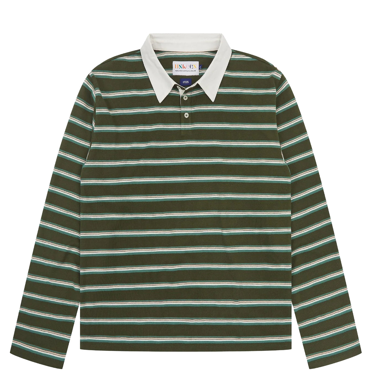 Uskees 7025 Stanage Scrum Jersey L/S Polo Shirt Hallam Green Stripe