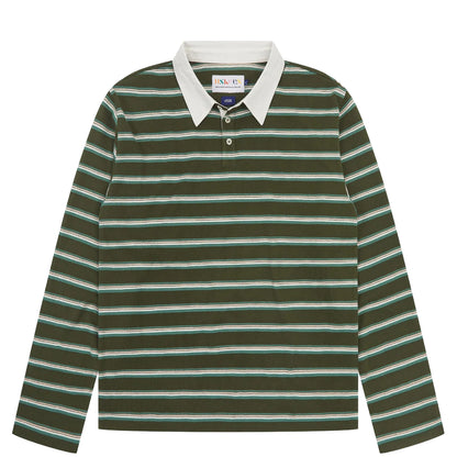 Uskees 7025 Stanage Scrum Jersey L/S Polo Shirt Hallam Green Stripe