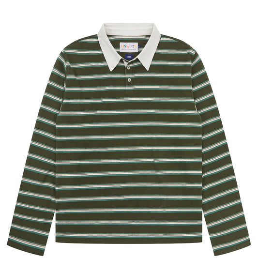 Uskees 7025 Stanage Scrum Jersey L/S Polo Shirt Hallam Green Stripe