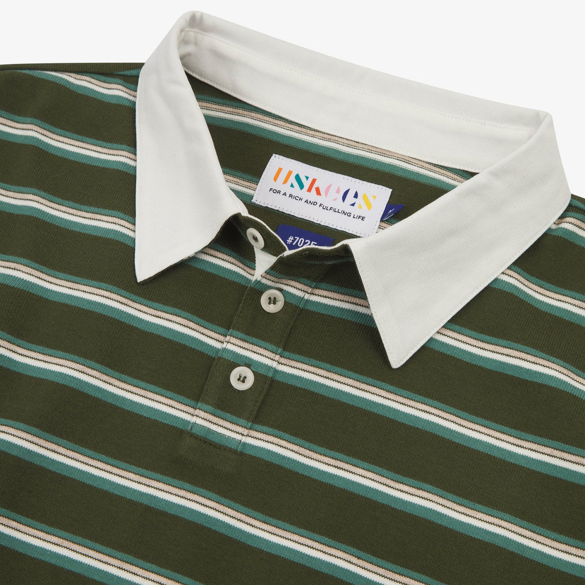 Uskees 7025 Stanage Scrum Jersey L/S Polo Shirt Hallam Green Stripe