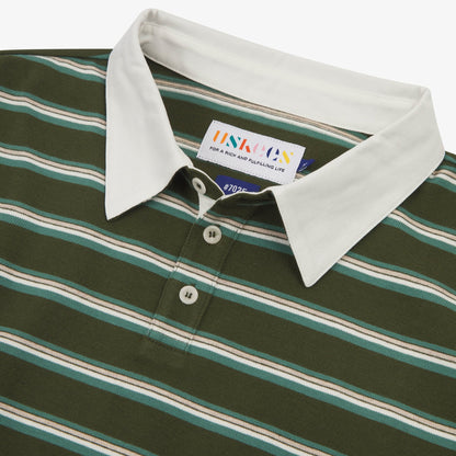 Uskees 7025 Stanage Scrum Jersey L/S Polo Shirt Hallam Green Stripe