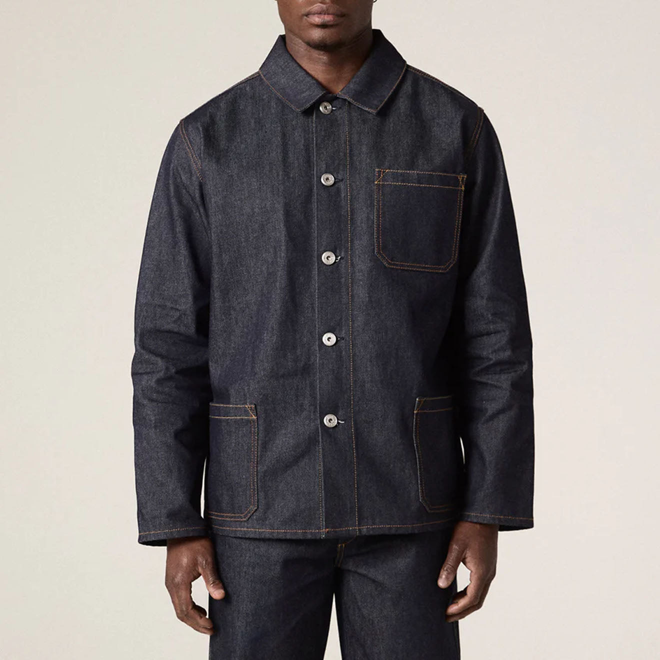 Uskees Denim Buttoned Overshirt Raw Orta Denim