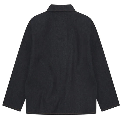 Uskees Denim Buttoned Overshirt Raw Orta Denim