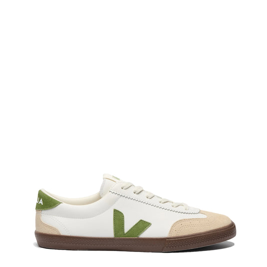 Veja Womens Volley Leather White Kiwi Bark - The Sporting Lodge