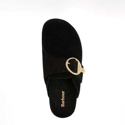 Barbour Womens Kyra Closed Toe Sandal Black Suede