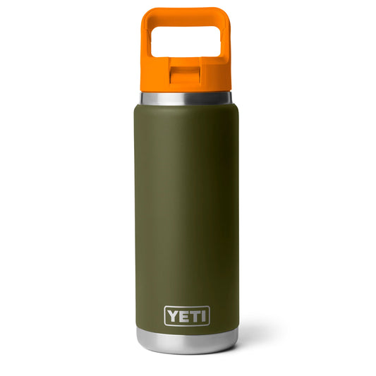 YETI 26 oz w/ Straw Bottle Olive / King Crab Orange