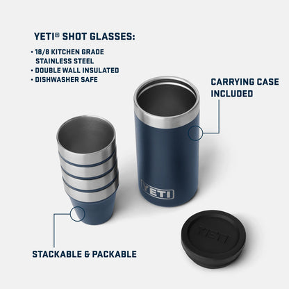 YETI Rambler Shot Glasses and Carrying Case Stainless Steel