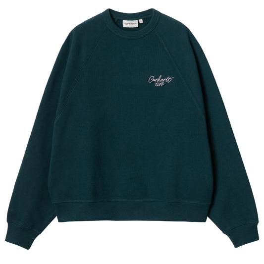 Carhartt WIP Womens Signature Sweat Duck Blue / White - The Sporting Lodge