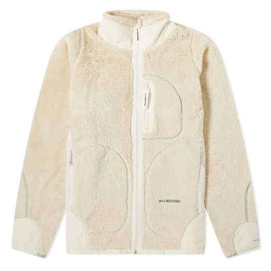 And Wander High Loft Fleece Jacket Off White - The Sporting Lodge