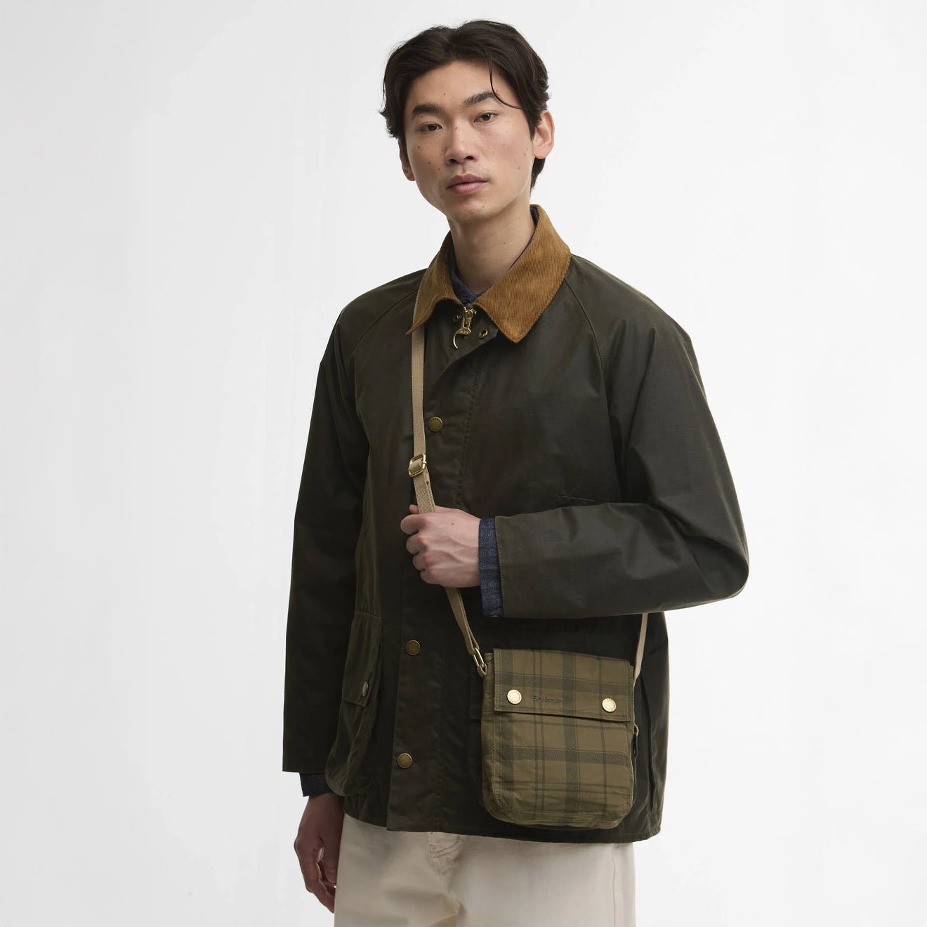 Barbour Transport Crossbody Bag Dusky Green Tartan