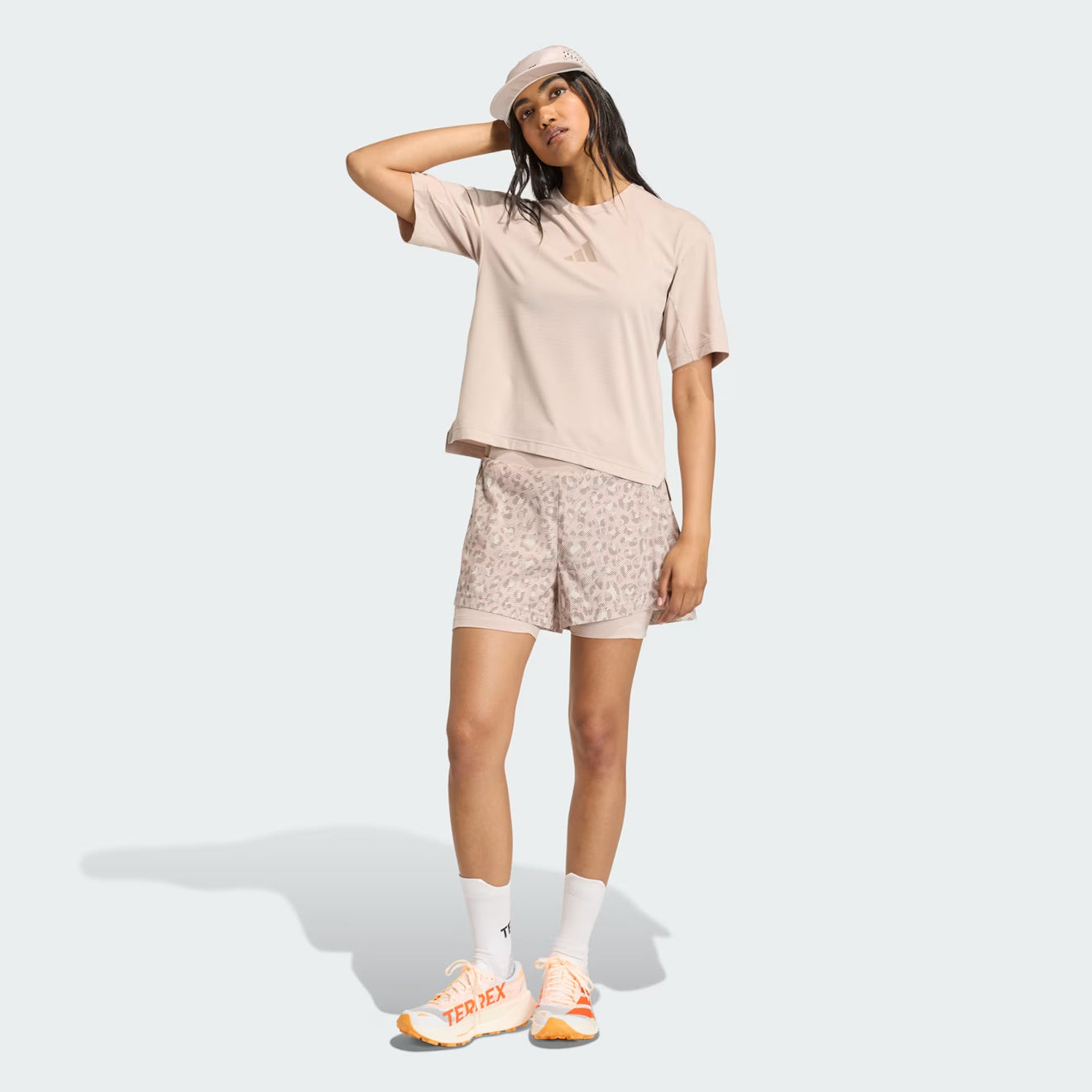 Adidas Terrex Womens WXPL 2 In 1 Shorts AOP Beige / Wonder Taupe / Trace Brown - The Sporting Lodge