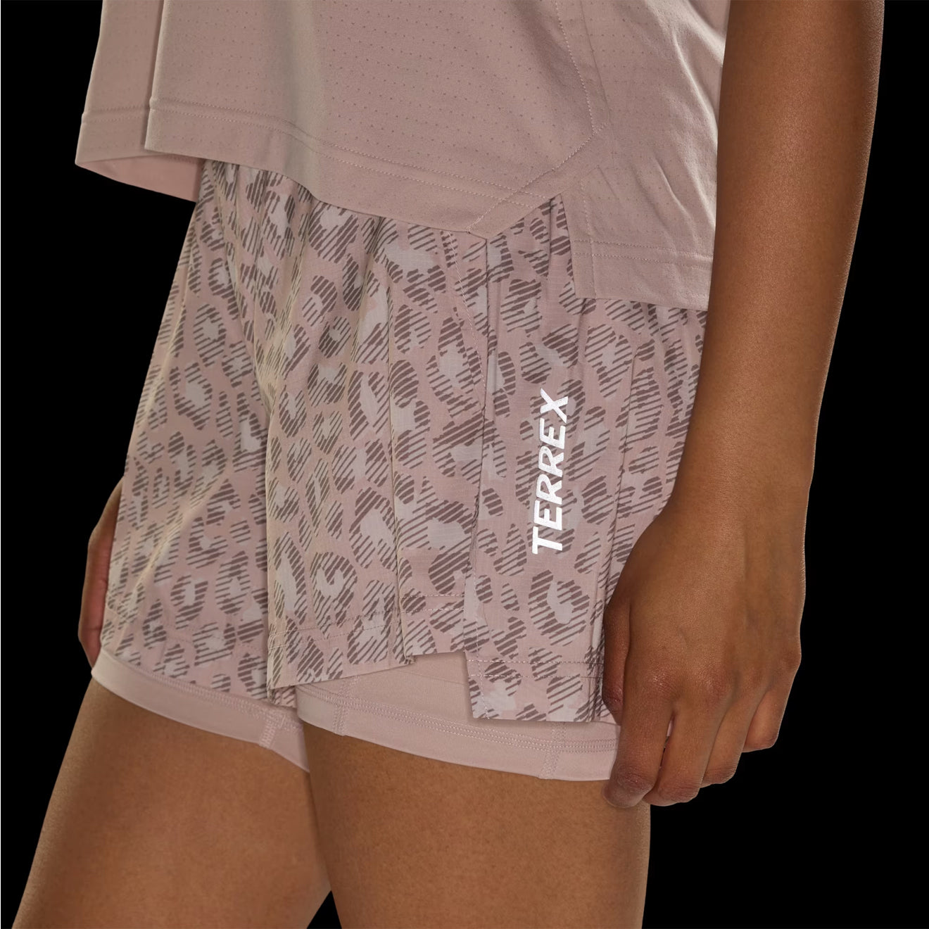Adidas Terrex Womens WXPL 2 In 1 Shorts AOP Beige / Wonder Taupe / Trace Brown - The Sporting Lodge