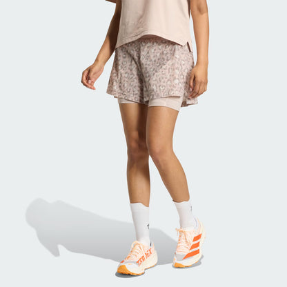 Adidas Terrex Womens WXPL 2 In 1 Shorts AOP Beige / Wonder Taupe / Trace Brown - The Sporting Lodge