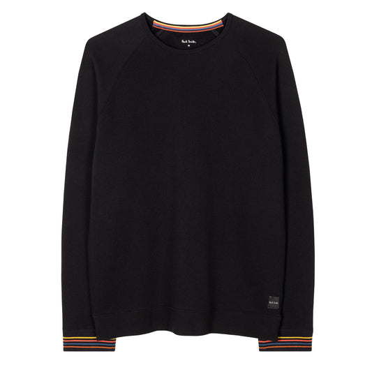 Paul Smith Artist Stripe Cuff Long-Sleeve Lounge Top Black