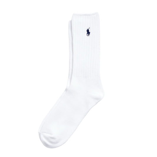 Polo Ralph Lauren Cotton Blend Crew Socks White Navy PP - The Sporting Lodge
