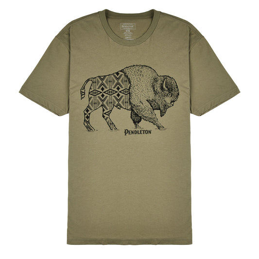 Pendleton Jacquard Bison Graphic Tee Light Olive / Black - The Sporting Lodge