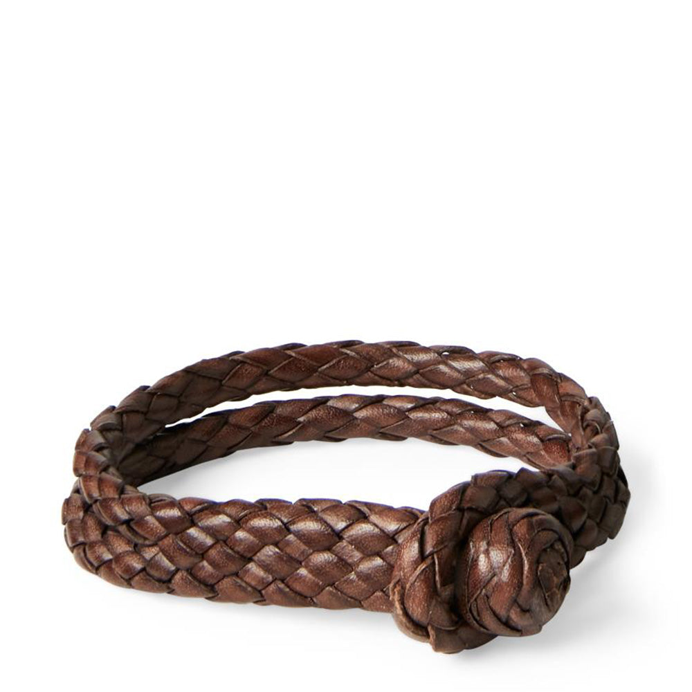 RRL by Ralph Lauren Braided Leather Cuff Bracelet Brown - The Sporting Lodge