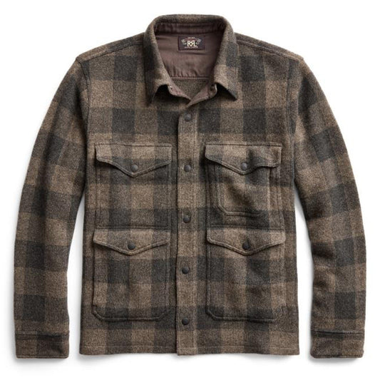 RRL by Ralph Lauren Plaid Wool Workshirt Jumper Charcoal / Black - The Sporting Lodge