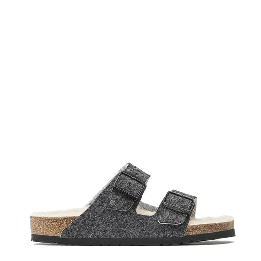 Birkenstock Womens Arizona Wool Felt Narrow Sandals Doubleface Grey - The Sporting Lodge