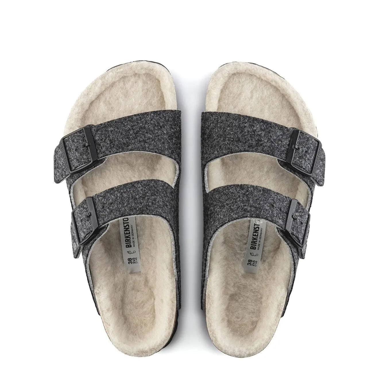 Birkenstock Womens Arizona Wool Felt Narrow Sandals Doubleface Grey - The Sporting Lodge