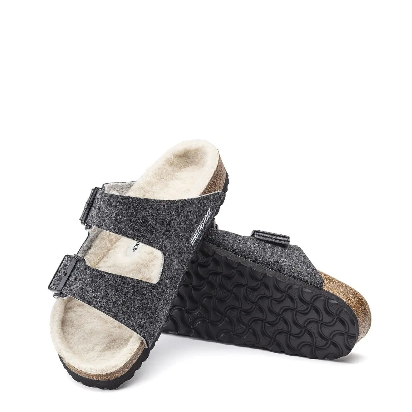 Birkenstock Womens Arizona Wool Felt Narrow Sandals Doubleface Grey - The Sporting Lodge