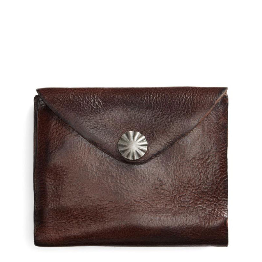 RRL by Ralph Lauren Concho Leather Envelope Wallet Dark Brown - The Sporting Lodge