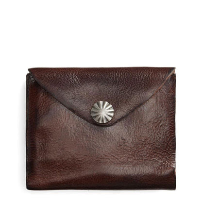 RRL by Ralph Lauren Concho Leather Envelope Wallet Dark Brown - The Sporting Lodge