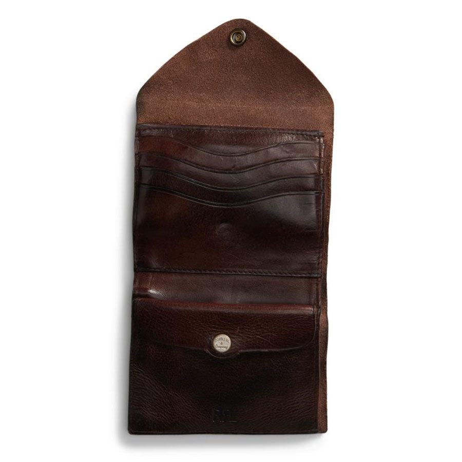 RRL by Ralph Lauren Concho Leather Envelope Wallet Dark Brown - The Sporting Lodge