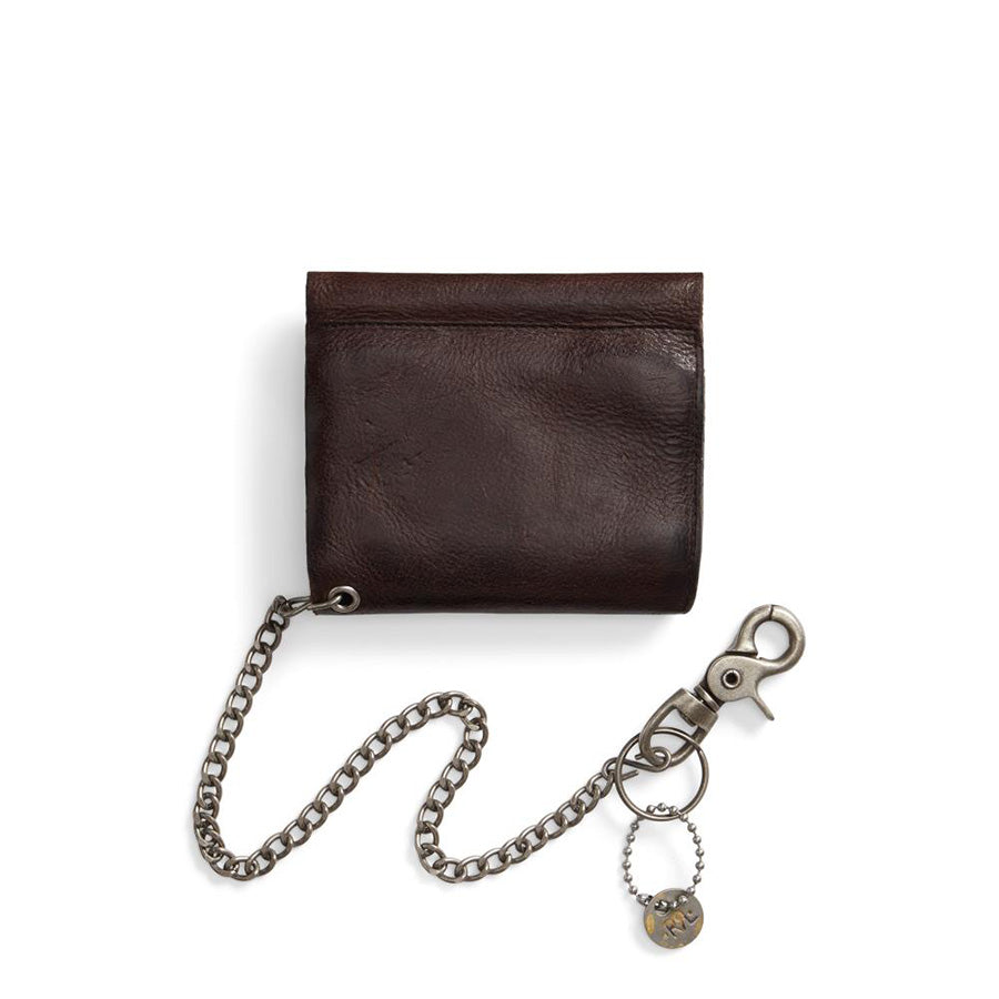 RRL by Ralph Lauren Concha Leather Chain Wallet Dark Brown - The Sporting Lodge