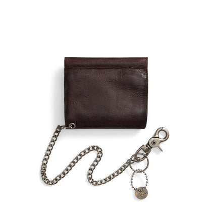 RRL by Ralph Lauren Concha Leather Chain Wallet Dark Brown - The Sporting Lodge
