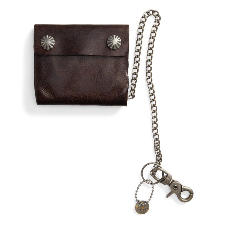 RRL by Ralph Lauren Concha Leather Chain Wallet Dark Brown - The Sporting Lodge