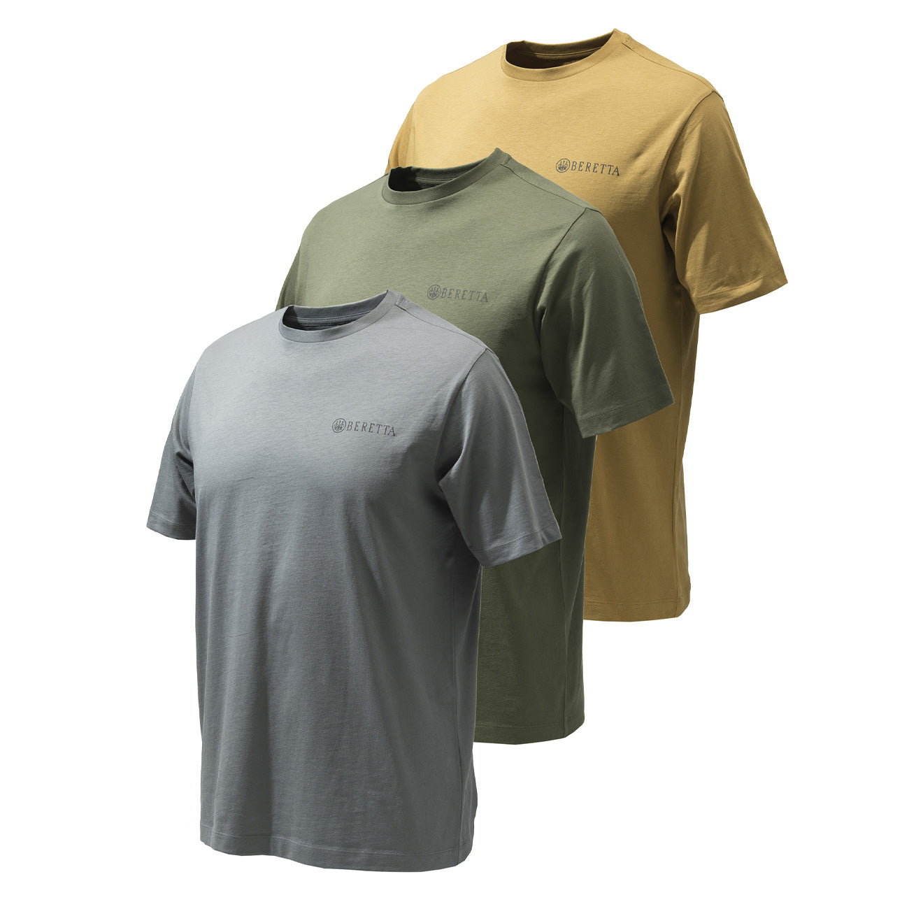 Beretta Set of 3 Corporate T-Shirts Coyote / Smoked Pearl / Green - The Sporting Lodge