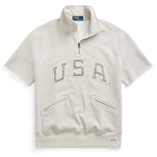 Polo Ralph Lauren USA Quarter Zip Sweat Light Sport Heather - The Sporting Lodge