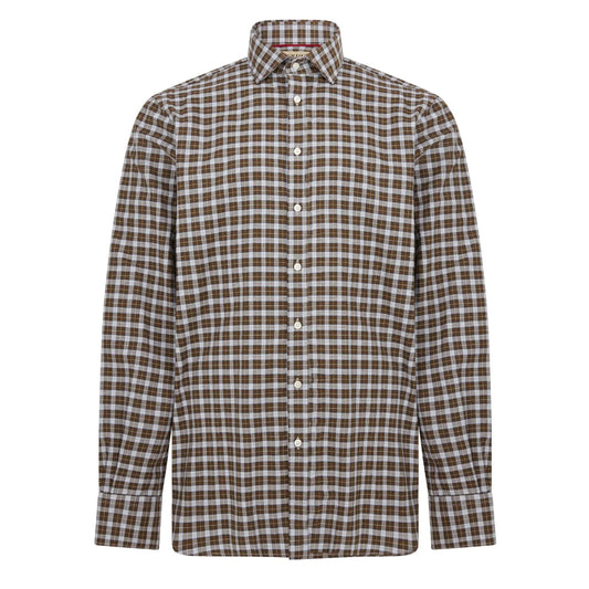 James Purdey Purdey Fit Mid Check Shirt Olive - The Sporting Lodge