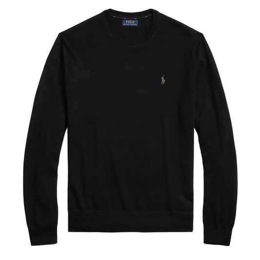 Polo Ralph Lauren Slim Fit Washable Wool Jumper Polo Black - The Sporting Lodge