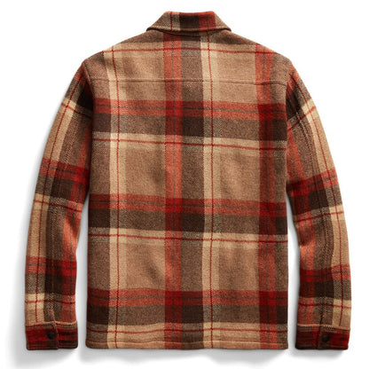 RRL by Ralph Lauren Plaid Wool Workshirt Jumper Orange Tan Multi - The Sporting Lodge