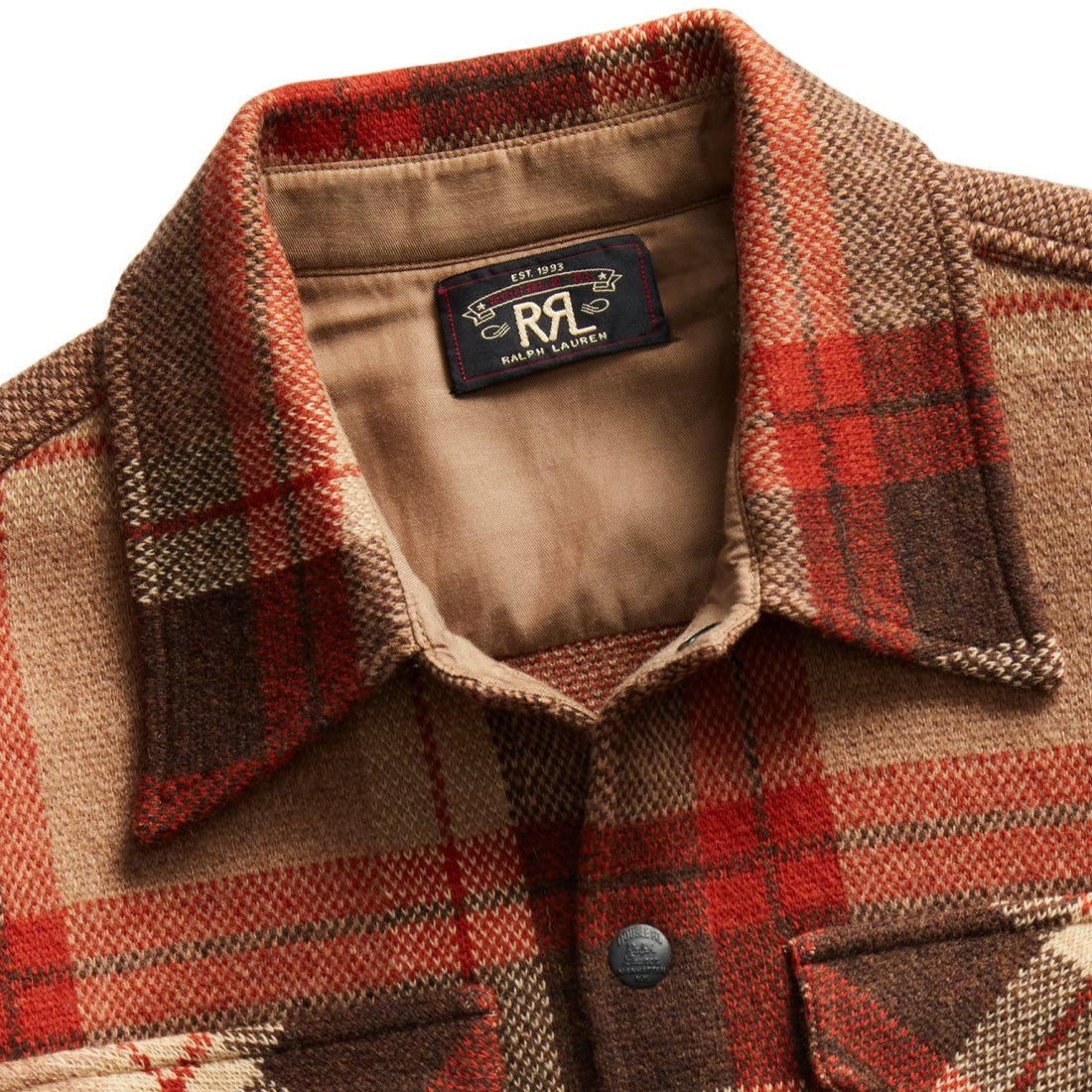 RRL by Ralph Lauren Plaid Wool Workshirt Jumper Orange Tan Multi - The Sporting Lodge