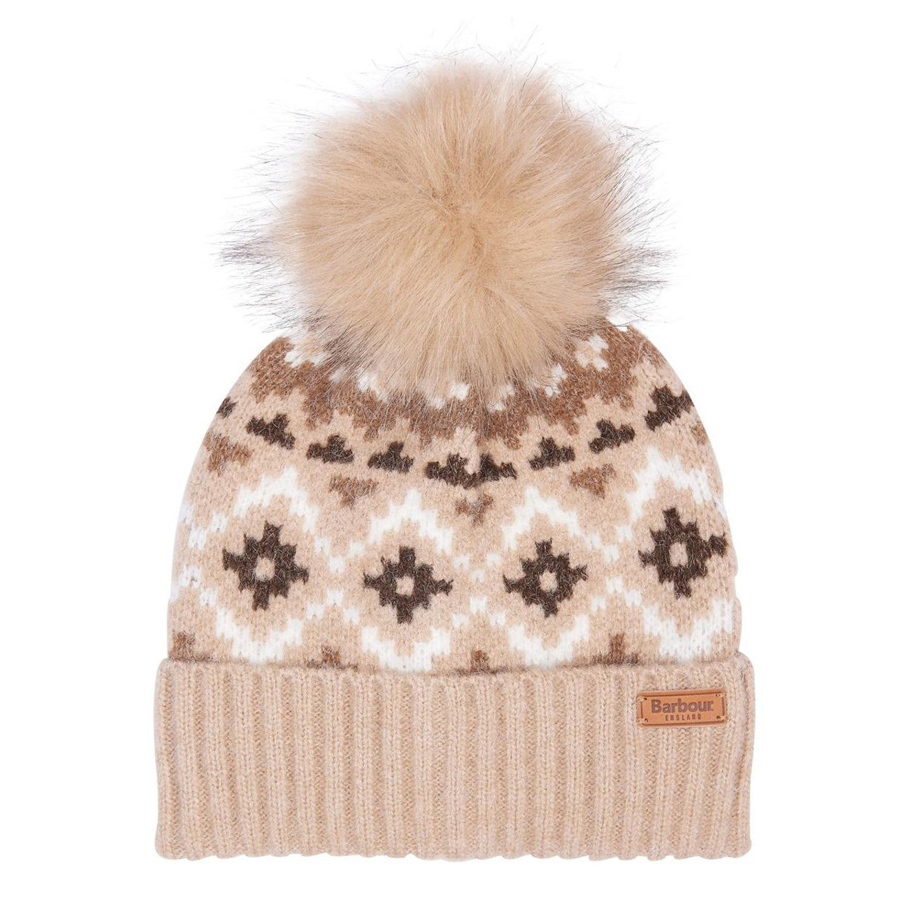 Barbour Womens Claudia Fair Isle Beanie Hat Rosewood - The Sporting Lodge