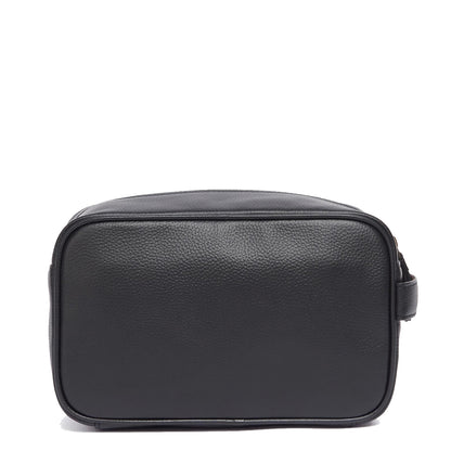 Barbour Debossed Logo Leather Wash Bag Classic Black - The Sporting Lodge