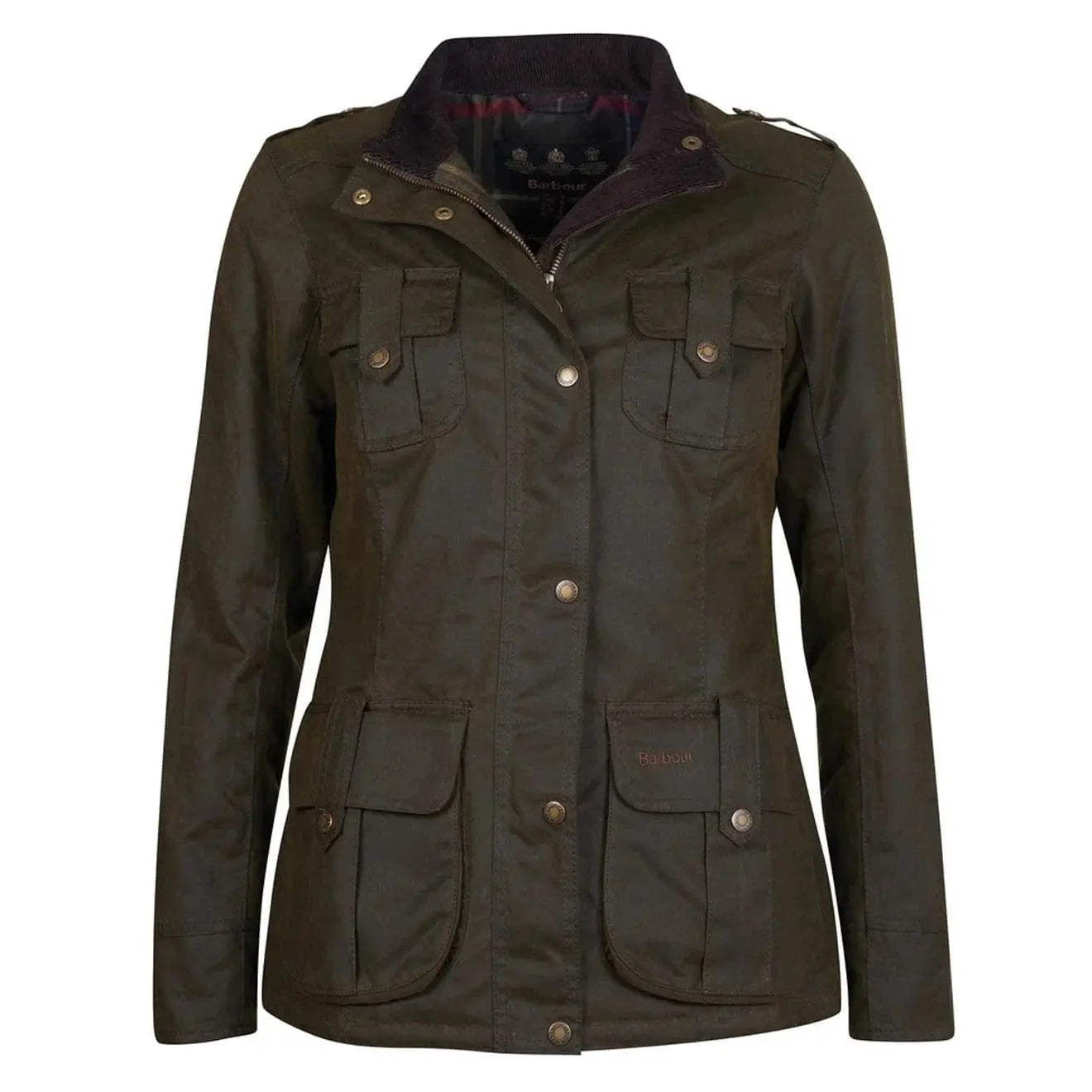 Barbour Womens Winter Defence Wax Jacket Olive / Classic - The Sporting Lodge