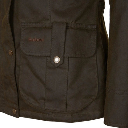 Barbour Womens Winter Defence Wax Jacket Olive / Classic - The Sporting Lodge