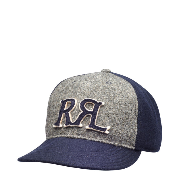 RRL by Ralph Lauren Logo-Patch Felt Ball Cap Navy/Grey | The Sporting Lodge