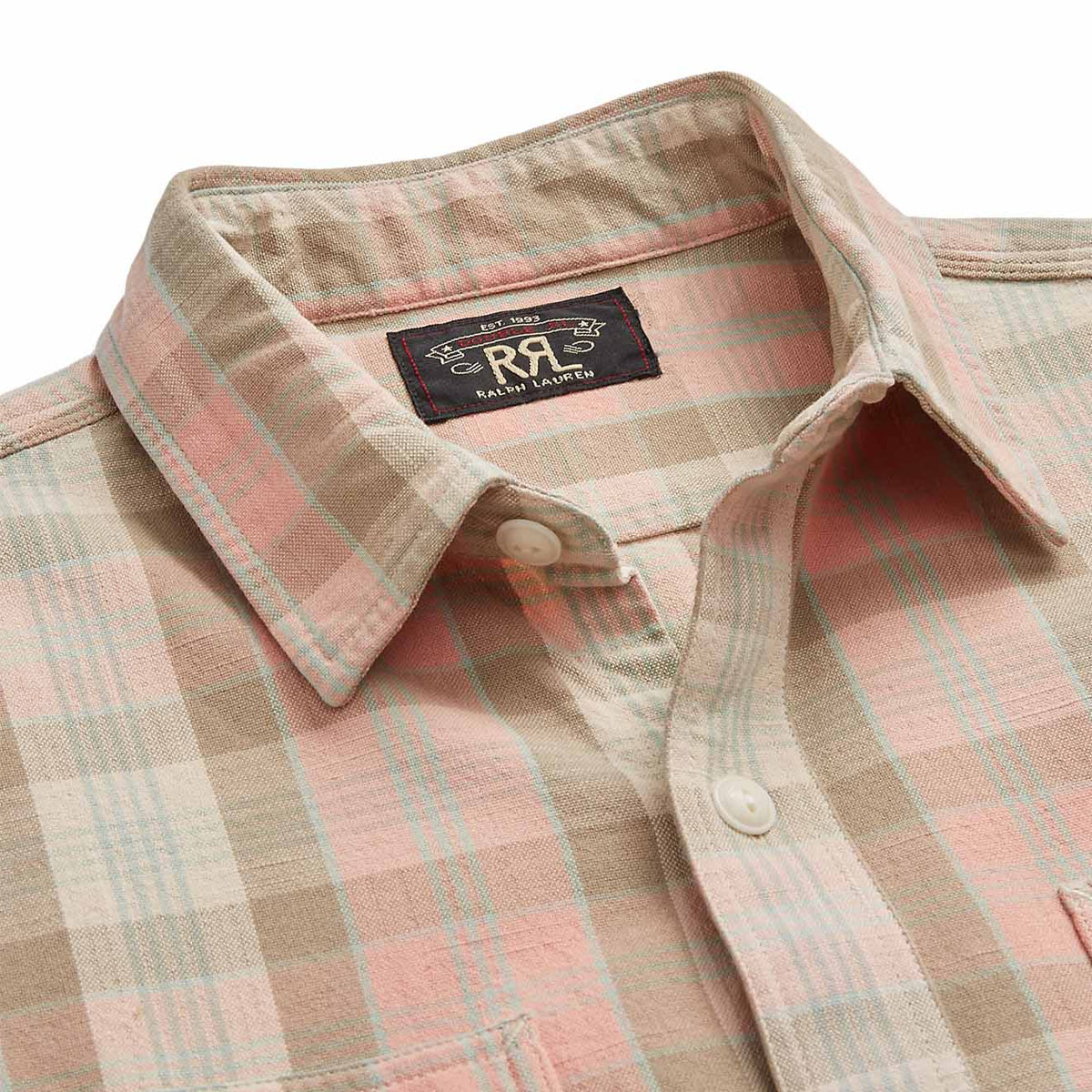 RRL by Ralph Lauren Plaid Woven Workshirt Pink Multi | The 