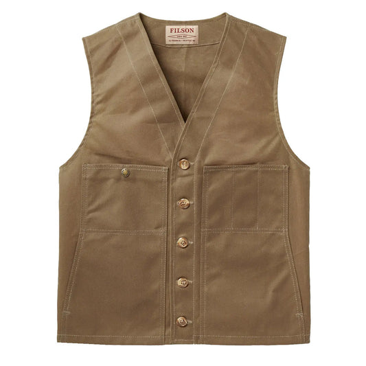 Filson Oil Tin Cloth Vest Dark Tan - The Sporting Lodge