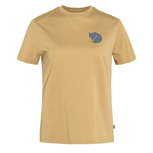 Fjallraven Womens Fox Boxy Logo Tee Dune Beige - The Sporting Lodge