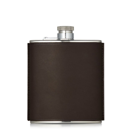 Purdey Hand Stitched 6oz Leather Flask Dark Brown - The Sporting Lodge